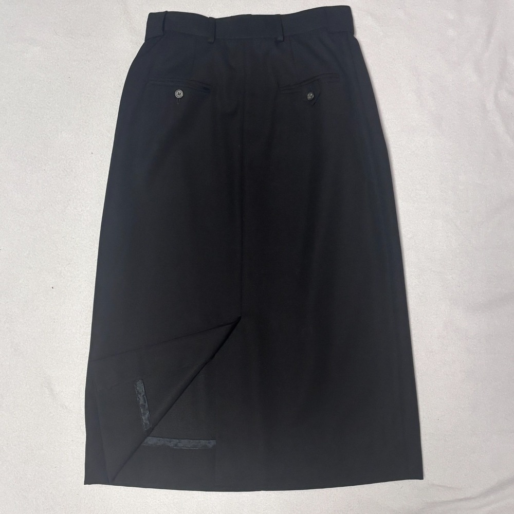 Ralph Lauren Size 10 Vintage 100% Wool Black Pleated High Waisted Midi Skirt USA - Picture 6 of 8